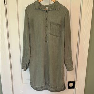 Old Navy Green Long Sleeve Shirt Dress